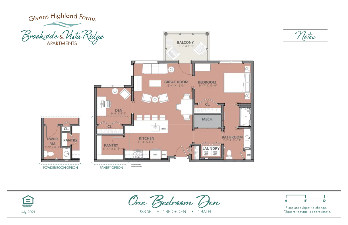 Brookside GHF Floorplan One Bedroom Den