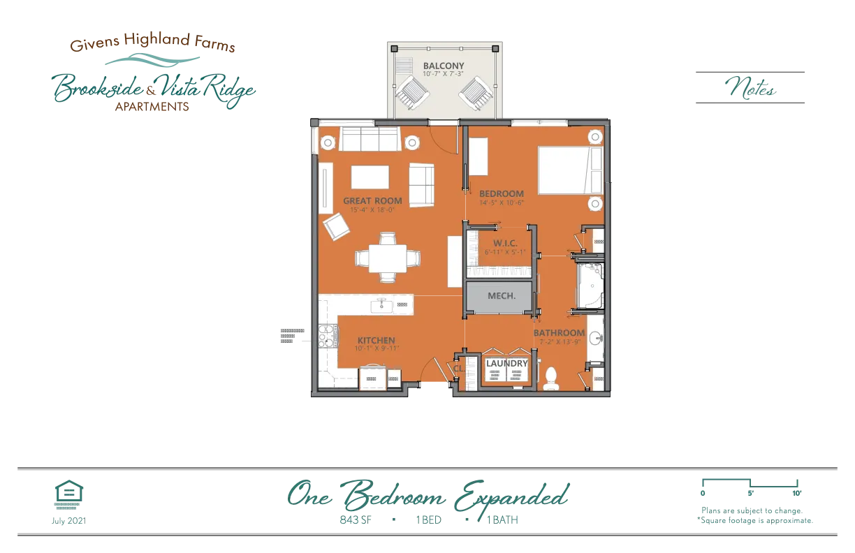 Brookside GHF Floorplan One Bedroom Expanded