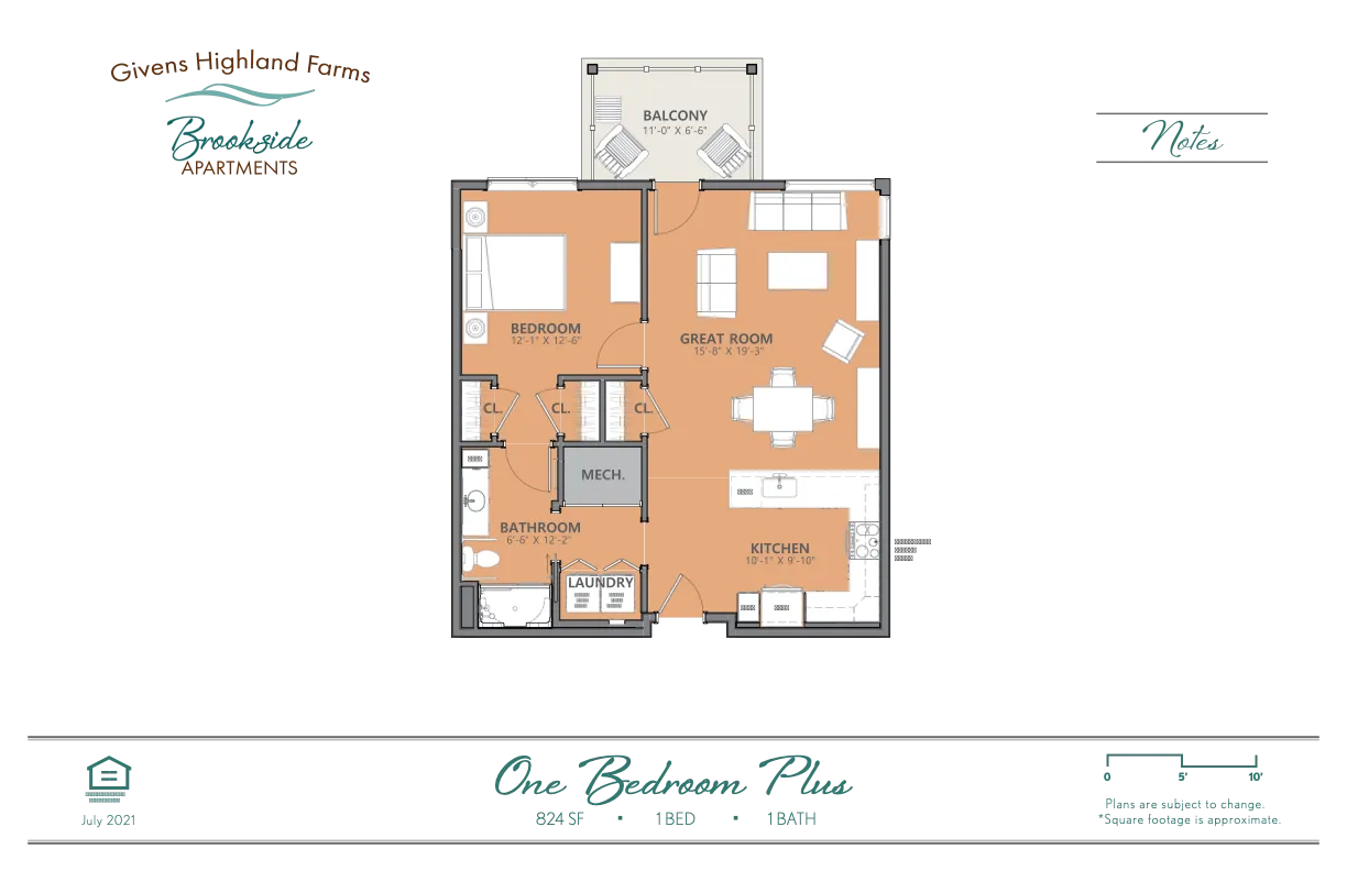 Brookside GHF Floorplan One Bedroom Plus